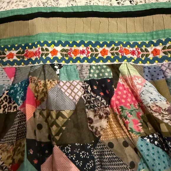 Anthropologie VERB Patchwork Embroidered Lace Floral Puff Sleeve Top - Picture 7 of 10